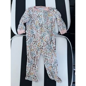 Milkberry Baby Girls Floral Ruffle Back Bamboo Footie Pajamas 0-3M Pink Blue